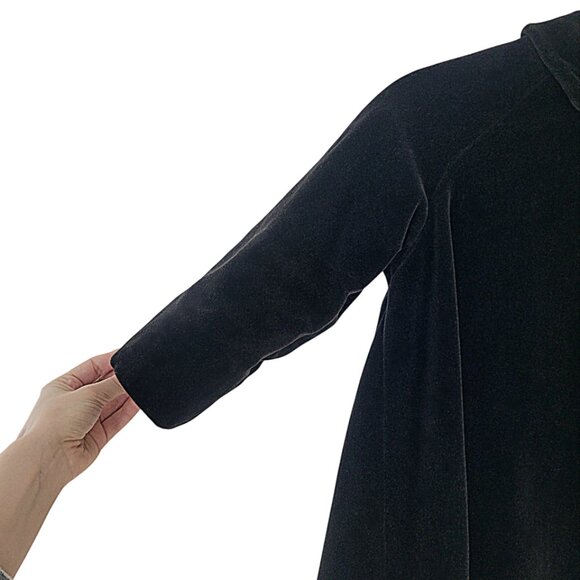 Child Girl's Vintage 1960/70s Black Velvet Coat Peter Pan Collar Quilt Lined 6/7 - Picture 6 of 11